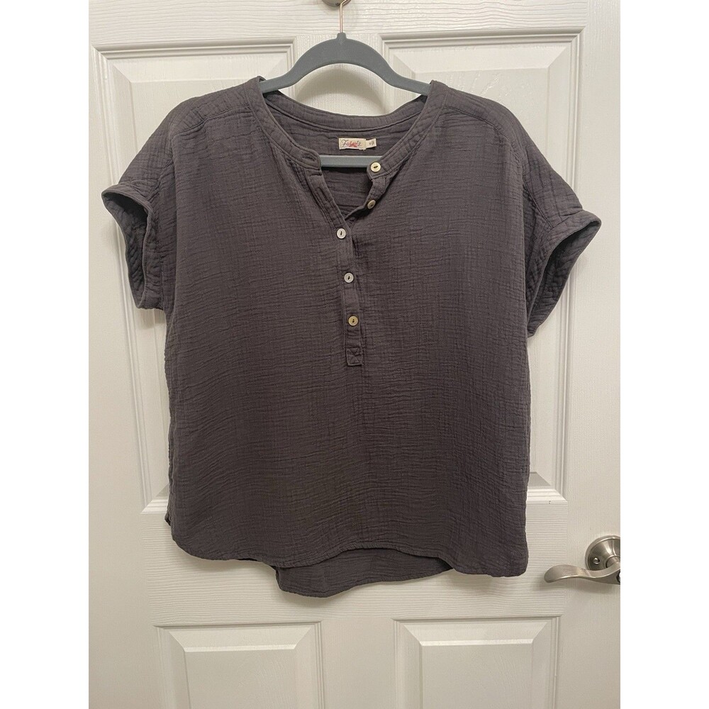 Faherty Women’s M Dream Cotton Gauze Desmond Top in Washed Black